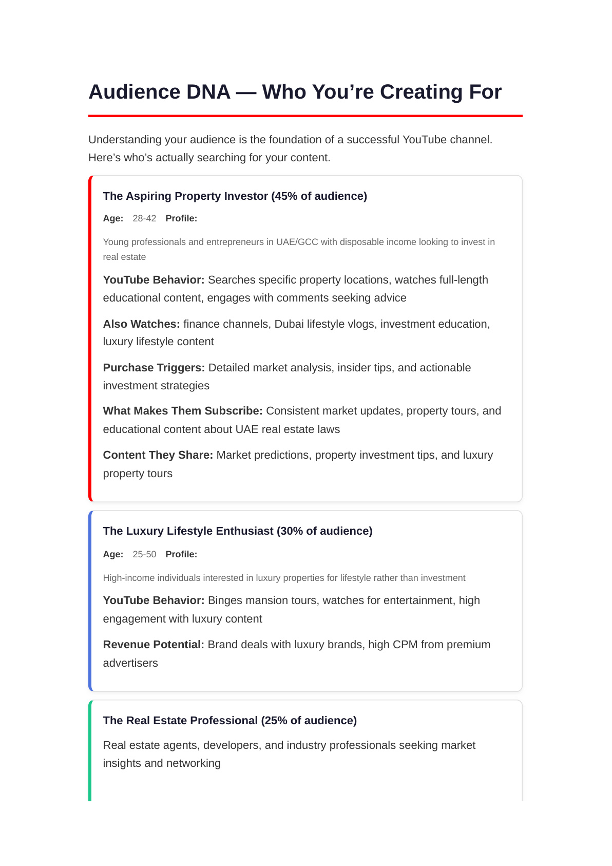 Audience DNA personas from YouTube Blueprint
